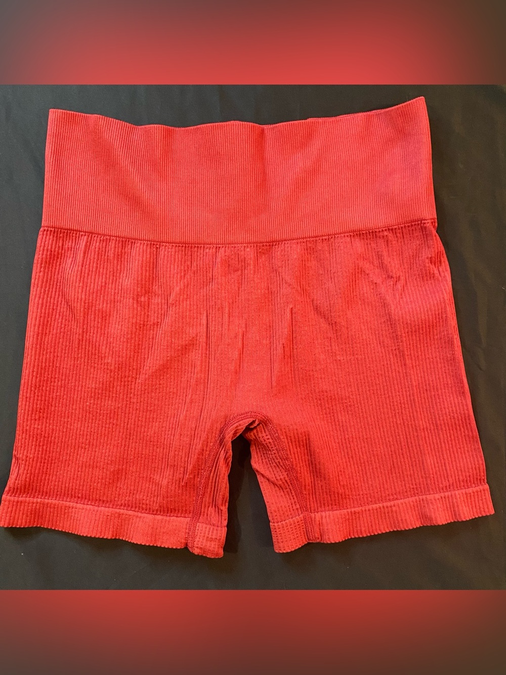 Red Ribbed Women’s Active Shorts
